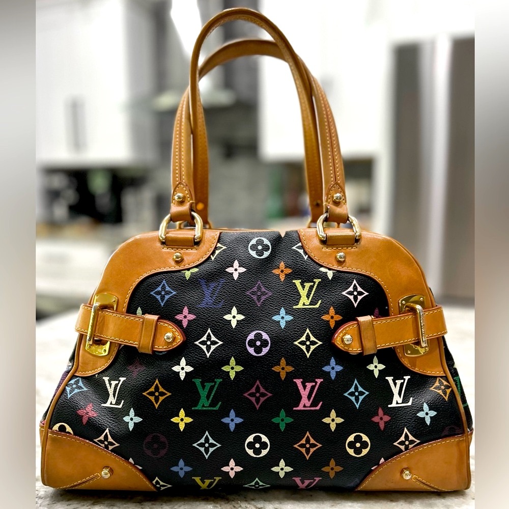Louis Vuitton Authentic Claudia Monogram Leather Black Multicolor Bag